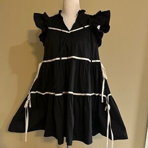 Black Ruffled Mini Dress